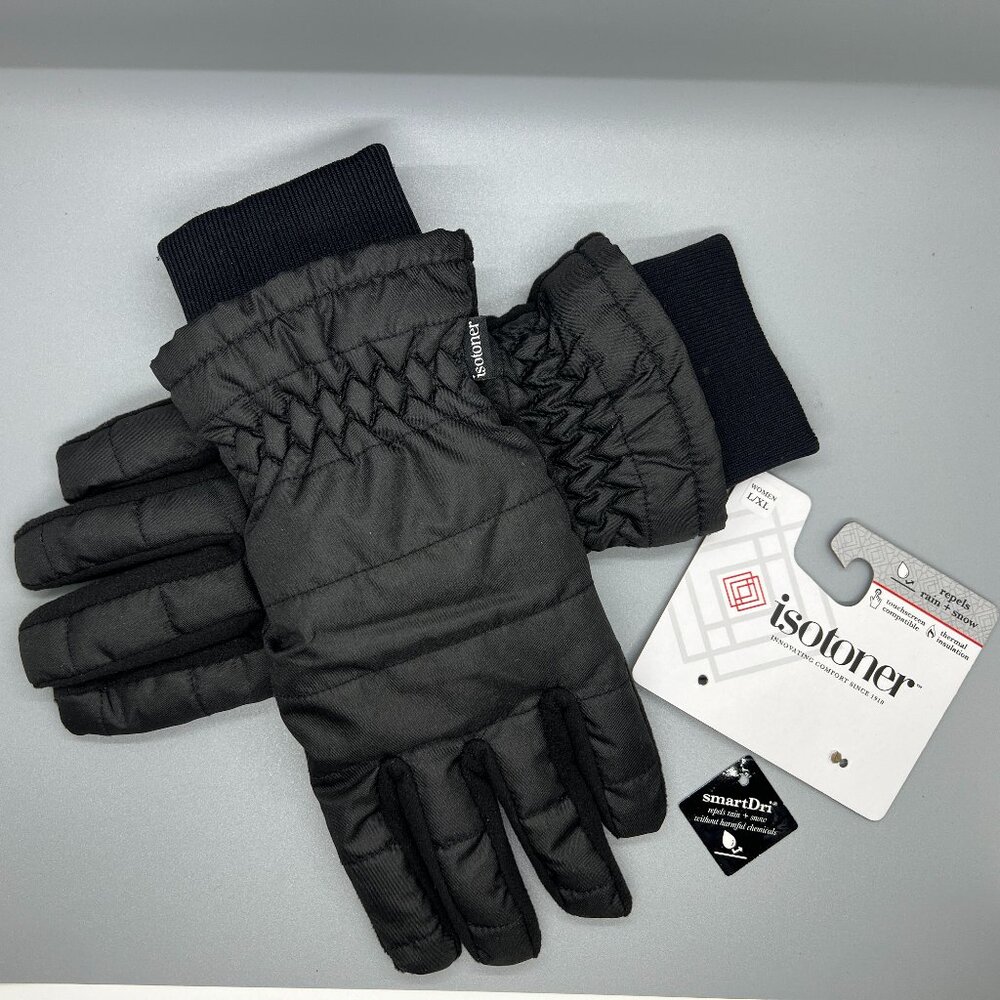 Isotoner Women’s Black L/XL Touchscreen Gloves LIKE NEW
